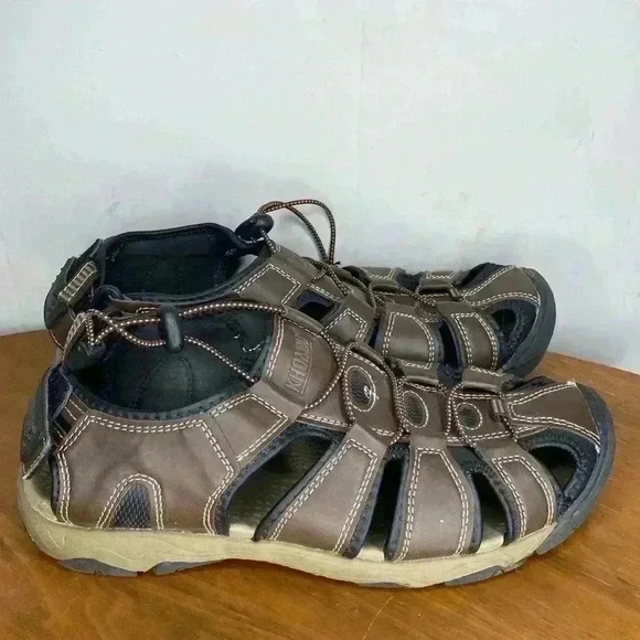 KHOMBU COMFORT Size 10 Brown Tan Black Fisherman Sandal Shoe - Picture 5 of 8